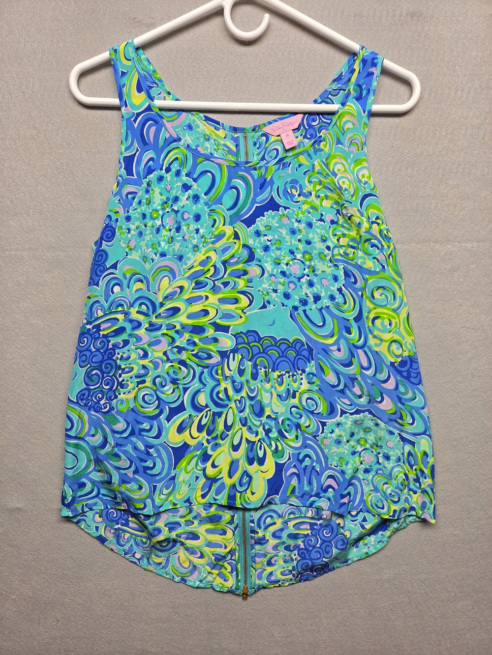 Lilly Pulitzer Blue & Green Patterned Tank Top Medium